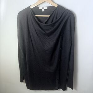 E3 Etcetera Cashmere Blend Sweater Womens Plum Draped Cowl Neck Minimalist Wrap